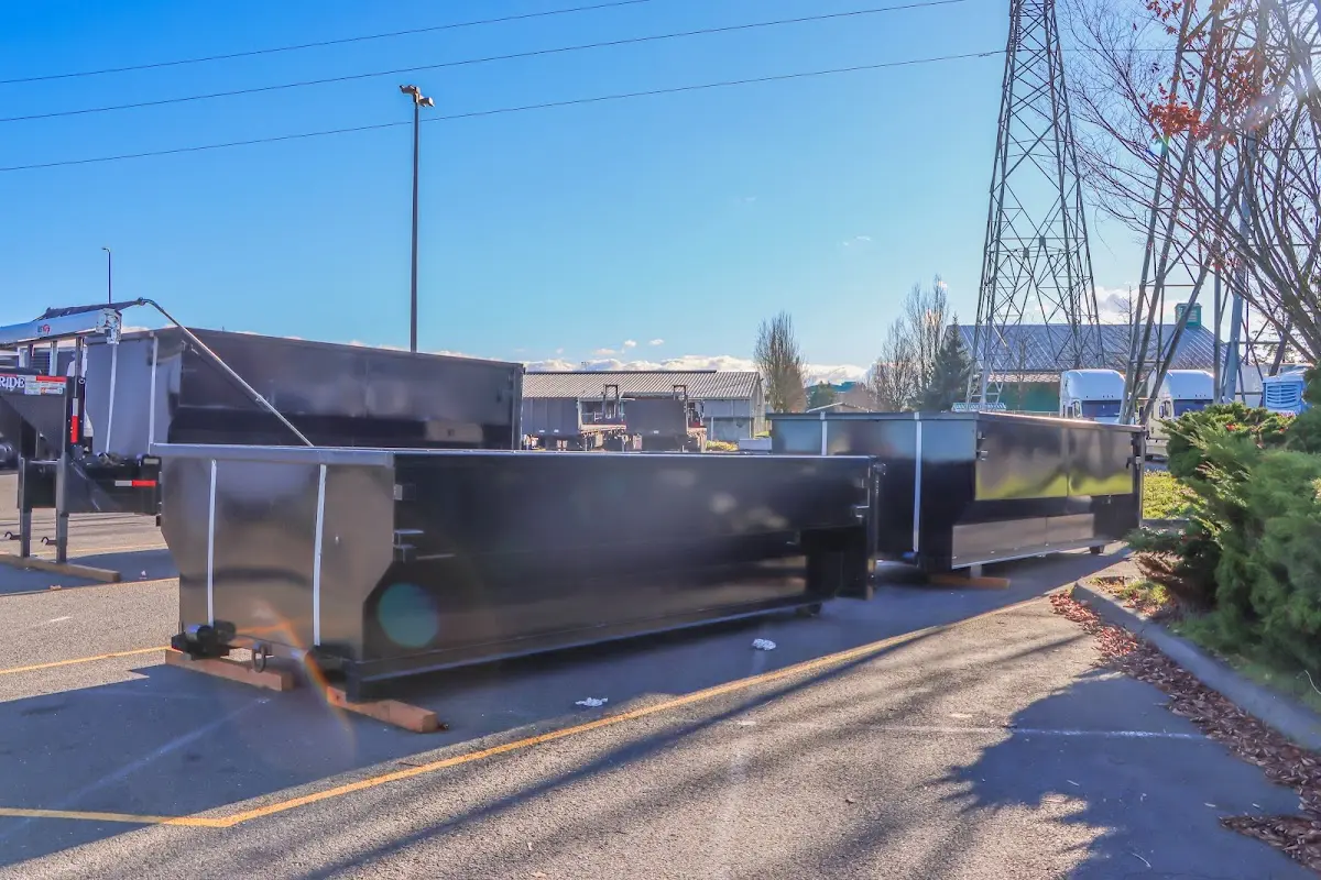 Roll-off dumpster ready for waste disposal at job site for Estate Cleanout Dumpster Rental in Norwell